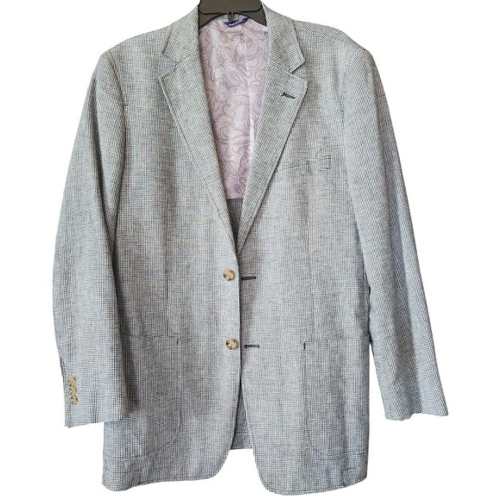 Alan Flusser Men's M Linen Cotton Summer Sports Coat Blazer Beach Preppy Casual